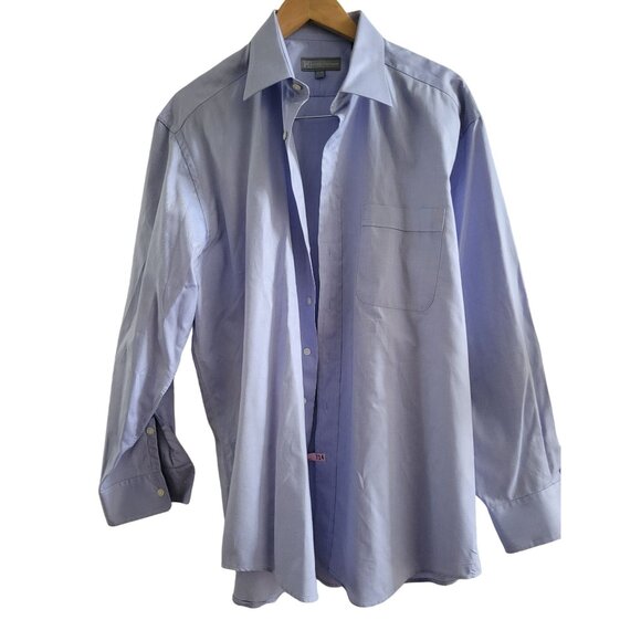 Hickey Freeman Mens Blue dress shirt Size 17 long sleeve button down - Picture 1 of 7